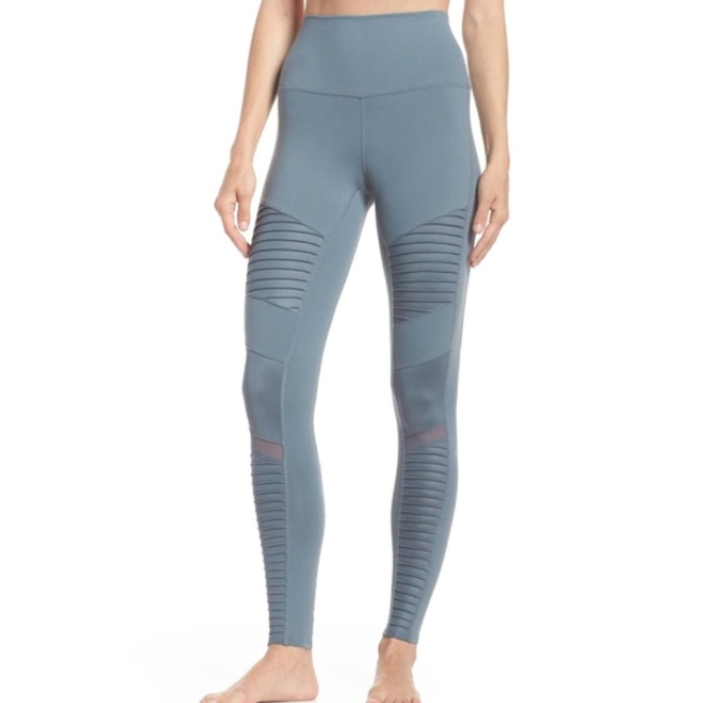 Alo Yoga High Waist Moto Leggings In Concrete Women's size Medium